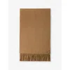 Prada Logo-plaque Silk-cashmere Scarf In Brown