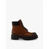 Prada Hot Stamping Logo Boots In Brown