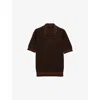 Prada Mens Brown Striped Cotton Polo Shirt