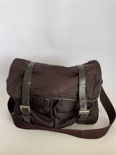 Pre-owned Prada Mens Brown Tessuto Nylon/leather Crossbody Bag