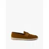 Prada Brown Calf Leather Bos Taurus Slip-on Loafers In Brown