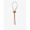 Prada Mens Brown Triangular Logo-plaque Leather Bolo T In Brown