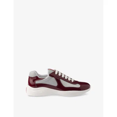 Prada Mens Burgundy America's Cup Patent-leather Low-top Trainers Eur 42.5 / 8.5 Uk