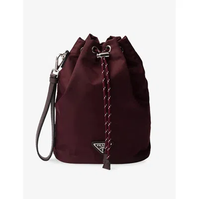 Prada Mens Burgundy Speedrock Re-nylon And Leather Pouch