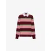 Prada Striped Silk And Cotton Polo Shirt In Burgundy