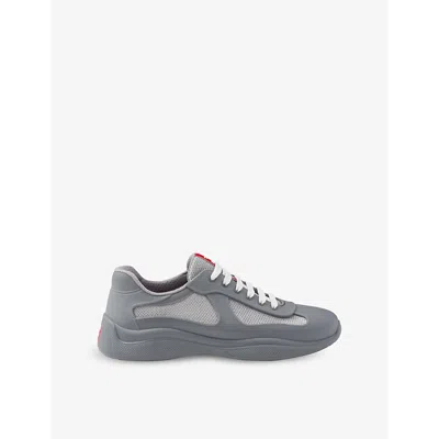 PRADA MENS GOLD/SILVER AMERICA'S CUP ORIGINAL LEATHER AND MESH TRAINERS EUR 45 / 11 UK