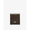 Prada Logo-plaque Leather Wallet In Brown