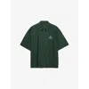 Prada Mens Green Logo-embroidered Zip-up Nylon Shirt Xl In Green
