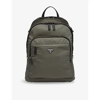 Prada Mens Green Re-nylon And Saffiano Leather Backpack