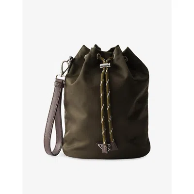 Prada Mens Green Speedrock Re-nylon And Leather Pouch