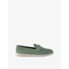Prada Mens Green Triangle-plaque Suede Loafers Eur 41.5 / 7.5 Uk