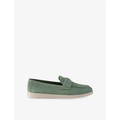 Prada Mens Green Triangle-plaque Suede Loafers Eur 41.5 / 7.5 Uk