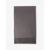 Prada Mens Grey Logo-plaque Fringed-trim Silk And Cashmere-blend Scarf In Grey