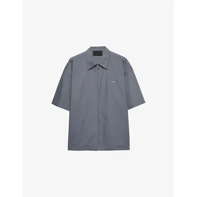 Prada Mens Grey Short-sleeved Technical Cotton Shirt In Gray
