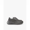 PRADA MENS GREY SYSTEME PANELLED LOW-TOP BRUSHED-LEATHER TRAINERS