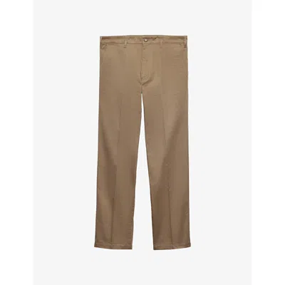 Prada Mens Grey Wide-leg Cotton Chino Trousers