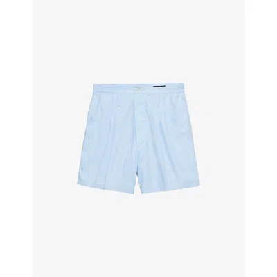 Prada Mens Light Blue Elasticated-waist Regular-fit Cotton-poplin Bermuda Shorts