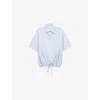 Prada Mens Light Blue Short-sleeve Logo-embroidered Cotton Shirt In Light Blue