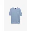 Prada Triangle Logo Perforated T-shirt In Light Blue