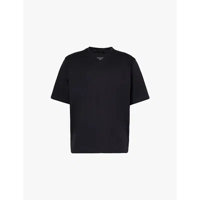 Prada Triangle Logo Oversized T-shirt In Black