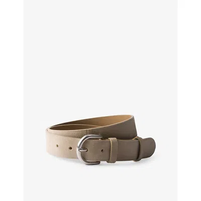 Prada Mens Neutral Brushed Suede Belt