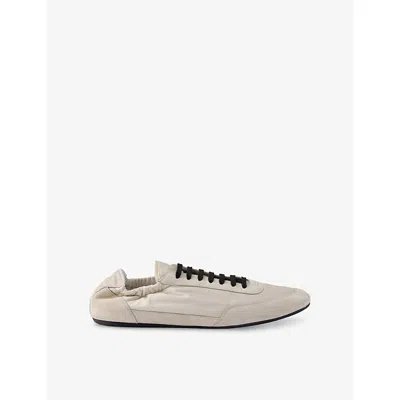 PRADA MENS NEUTRAL COLLAPSE RE-NYLON AND SUEDE LOW-TOP TRAINERS EUR 44.5 / 10.5 UK