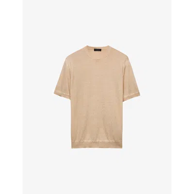 Prada Mens Neutral Crew-neck Short-sleeve Cashmere Knitted Jumper