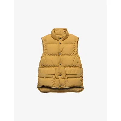 Prada Mens Neutral Logo-embroidered Cotton-down Gilet In Brown