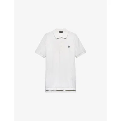 Prada Mens Neutral Logo-embroidered Slim-fit Cotton Polo Shirt In Gray