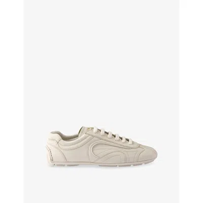 Prada Mens Neutral Montecarlo Re-edition 2005 Antiqued Leather Low-top Trainers Eur 43.5 / 9.5 Uk