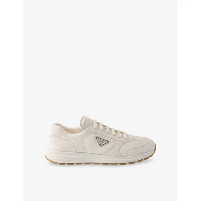 PRADA MENS NEUTRAL PRAX SUEDE AND WOVEN TRAINERS EUR 43 / 9 UK
