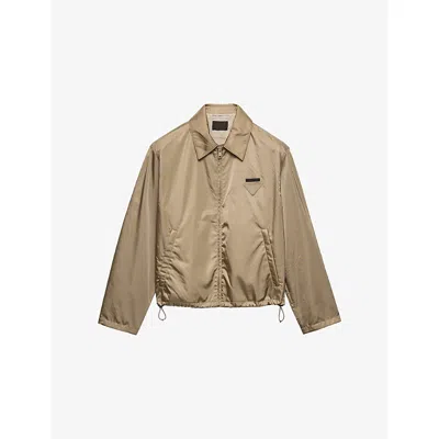 Prada Mens Neutral Re-nylon Blouson Zipped Shell Jacket In Brown