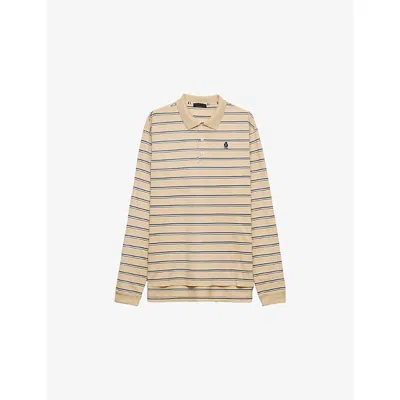 Prada Mens Neutral Striped Cotton Pique Polo Shirt Xs