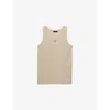 Prada Mens Neutral Triangle Logo-plaque Cotton Tank Top In Neutral
