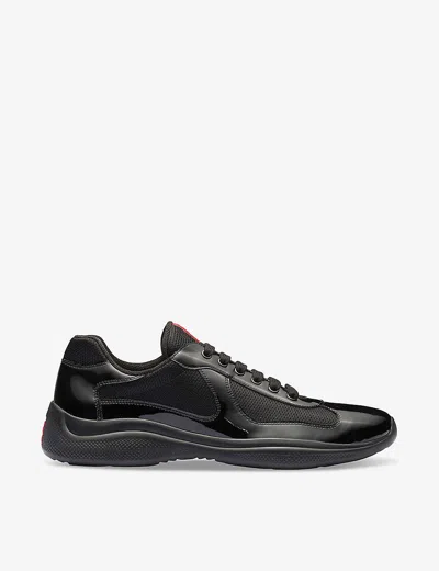 Prada Black Leather New Americas Cup Sneakers