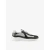 Prada Men's America's Cup Patent Leather Patchwork Sneakers In Grey