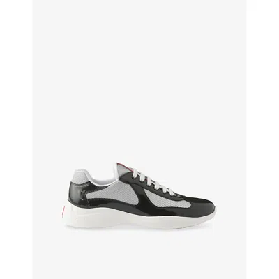 PRADA MENS GREY AMERICA'S CUP PATENT-LEATHER LOW-TOP TRAINERS EUR 46 / 12 UK