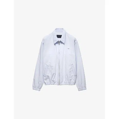 Prada Mens Light Blue Boxy-fit Chambray Cotton Blouson Jacket