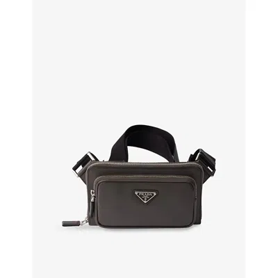 Prada Mens  Brand-plaque Saffiano-leather Cross-body Bag