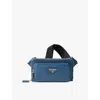 Prada Triangle-logo Leather Belt Bag In Blue