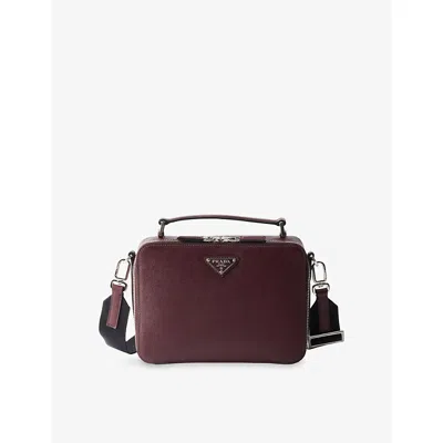 Prada Mens Burgundy Brique Medium Saffiano-leather Bag