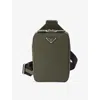 Prada Mens Green Brique Saffiano Logo-plaque Leather Shoulder Bag