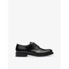 Prada Brushed Leather Lace-up Shoes In Black