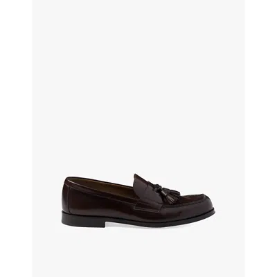 Prada Brushed Leather Platform Loafers In Black