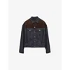 Prada Mens Blue Classic-fit Denim And Suede Blouson Jacket In Animal Print