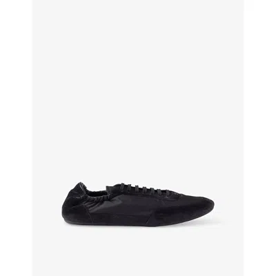 PRADA MENS BLACK COLLAPSE RE-NYLON AND SUEDE LOW-TOP TRAINERS EUR 41.5 / 7.5 UK
