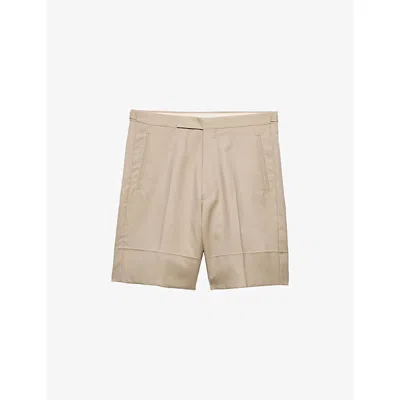 Prada Mens Neutral Cotton Bermuda Shorts In Brown