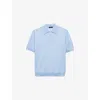 Prada Short-sleeved Wool Polo T-shirt In Light Blue
