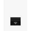 Prada Saffiano Card Case With Logo Triangle In Black