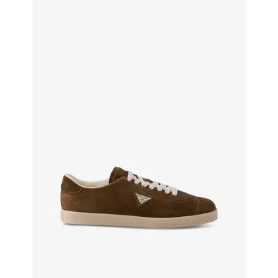 Prada Cotton Sigaro Sneakers In Brown